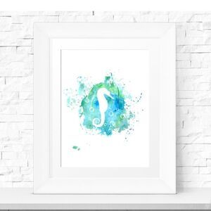 Seahorse  Watercolor Art Print